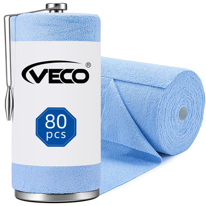 Veco Microfiber Cleaning Cloth Roll 80 PCS Gray, 12" x 12"
