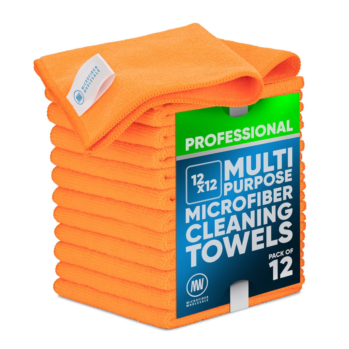 MW PRO Premium Microfiber Cleaning Cloths (12 Pack, 12x12, Grey) - Streak Free Stainless Steel & Glass Towels - Ultra Soft Cleaning Cloths for Screens, Granite & Modern Home - Washable & Reusable