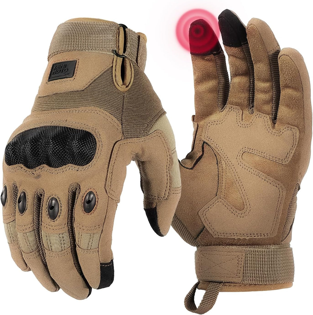 KEMIMOTO Tactical Gloves for Men, Touchscreen Motorcycle Gloves with Hard Shell & Palm Padding for Sports Motorcycle Cycling Tactical Airsoft Paintball Hunting Hiking