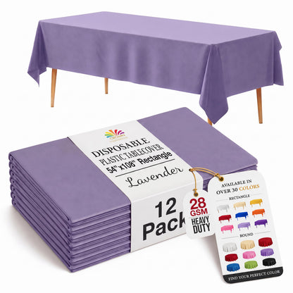 Exquisite Ivory Plastic Table Cloth Disposable 12 Pack, 54 x 108 Inch