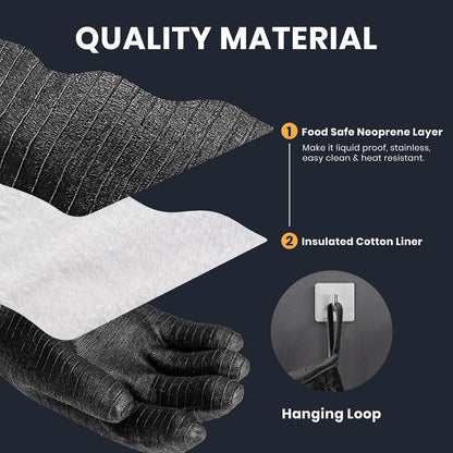 GEEKHOM 14-Inch Heat Resistant Gloves for Grilling 932°F Neoprene