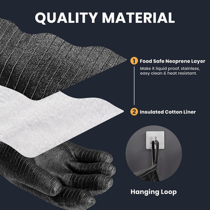 GEEKHOM 18 in Heat Resistant BBQ Gloves 932°F Waterproof Long Sleeve Cooking Gloves, Non-Slip Silicone Grip Grill Gloves for Grilling, Smoker, Oven, and Kitchen Use