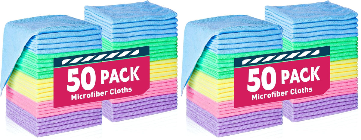 TEAWOO Microfiber Cleaning Cloths-50 Pack, Microfiber Towels Bulk