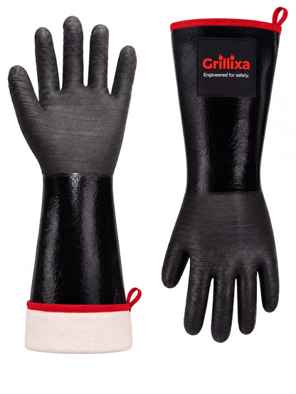 932°F Heat Resistant BBQ Grill Gloves, Extra-Thick Cotton Lining, 14 in, XL
