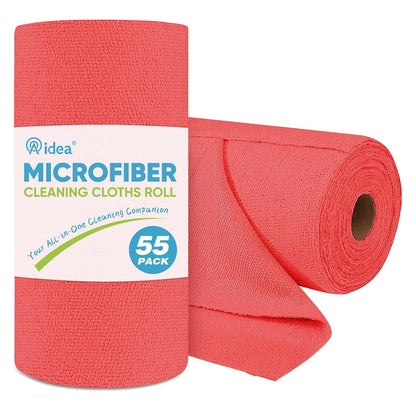 AIDEA Microfiber Cleaning Cloth Roll, Blue Shop Towels 55 Sheets 11×9"