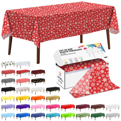 CXPSINC White Plastic Table Cloth Disposable Tablecloth Roll 54 Inch X 300 Feet Plastic Table Cover Roll with Slide Cutter for Picnics, Parties, Banquet, Birthdays, Weddings