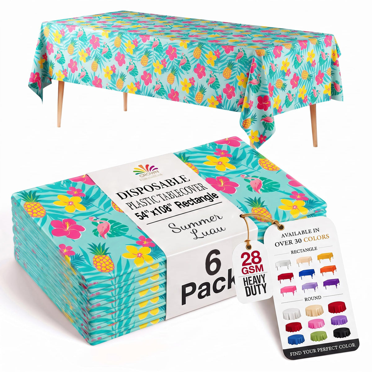 Exquisite Navy Plastic Table Cloth Disposable 6 Pack - 54 x 108 Inch Rectangle Tablecloth for 6 Foot Tables - Waterproof Table Cover for Party Wedding Birthday Graduation BBQ Catering