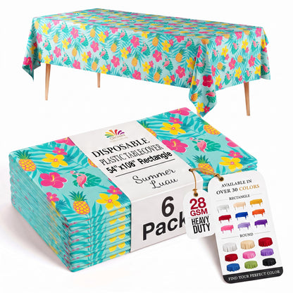 Exquisite Navy Plastic Table Cloth Disposable 6 Pack - 54 x 108 Inch Rectangle Tablecloth for 6 Foot Tables - Waterproof Table Cover for Party Wedding Birthday Graduation BBQ Catering