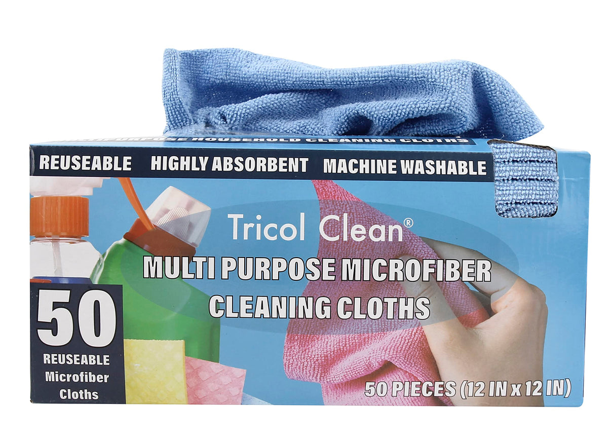 Tricol Clean Microfiber Cleaning Cloth, 16in*16in, 12 Pack Ultra-Thick Cleaning Rags, Super Absorbent, Lint Free & Streak Free Cleaning Towels for Car, House, Kitchen, Office