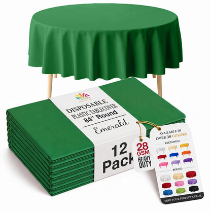 Exquisite Ivory Plastic Table Cloth Disposable 12 Pack, 54 x 108 Inch