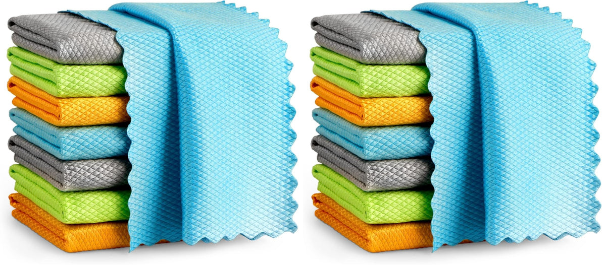 AIDEA Microfiber Glass Cleaning Cloth-8PK, Magic Cleaning Cloths 12"x12"