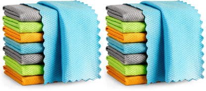 AIDEA Microfiber Glass Cleaning Cloth-8PK, Magic Cleaning Cloths 12"x12"