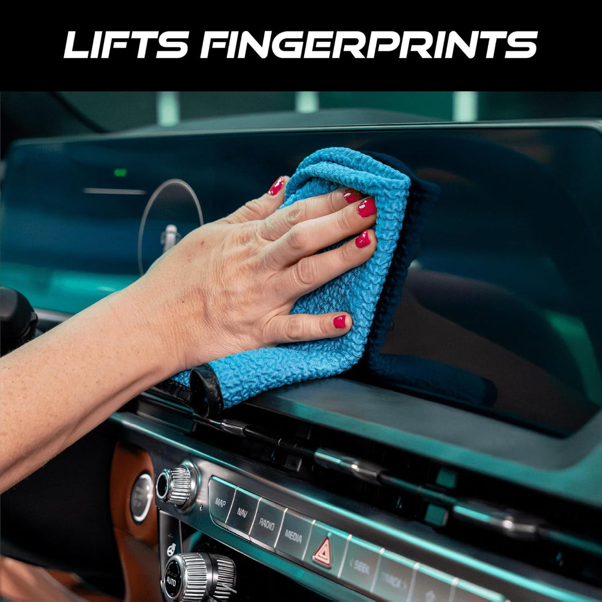 VIKING Glass Microfiber Cleaning Cloth for Car, 16 inch x 16 inch, 2 Pack