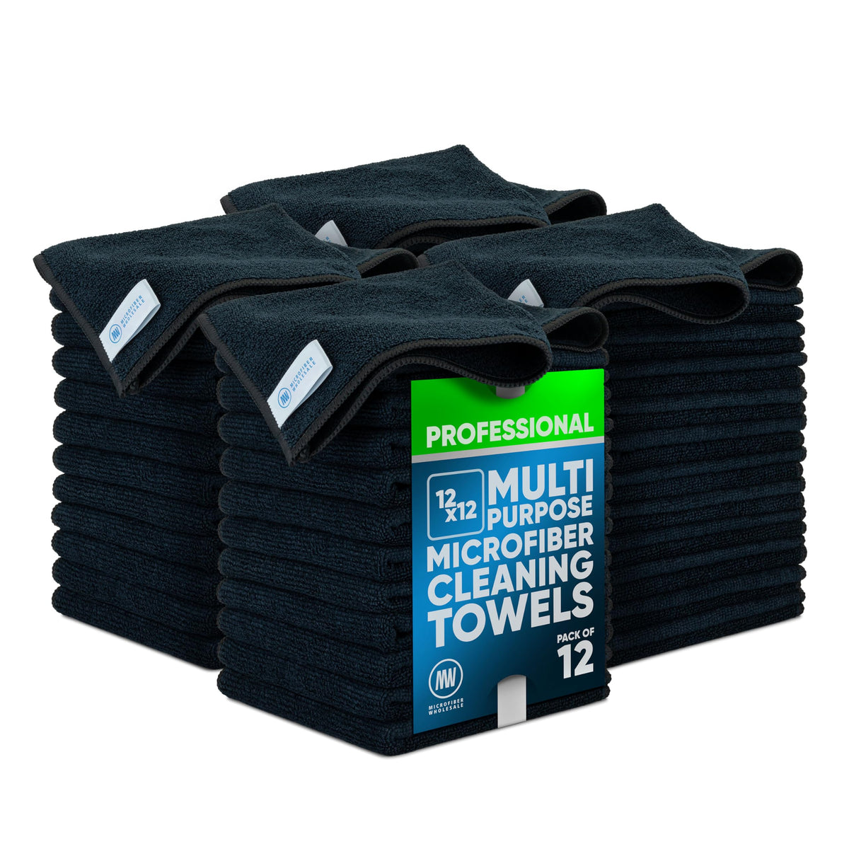MW PRO Premium Microfiber Cleaning Cloths (12 Pack, 12x12, Grey) - Streak Free Stainless Steel & Glass Towels - Ultra Soft Cleaning Cloths for Screens, Granite & Modern Home - Washable & Reusable