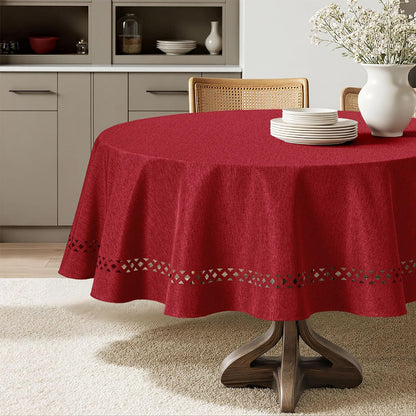 MIULEE Beige Rectangle Tablecloth with Decorative Cutouts 52x70 Inch