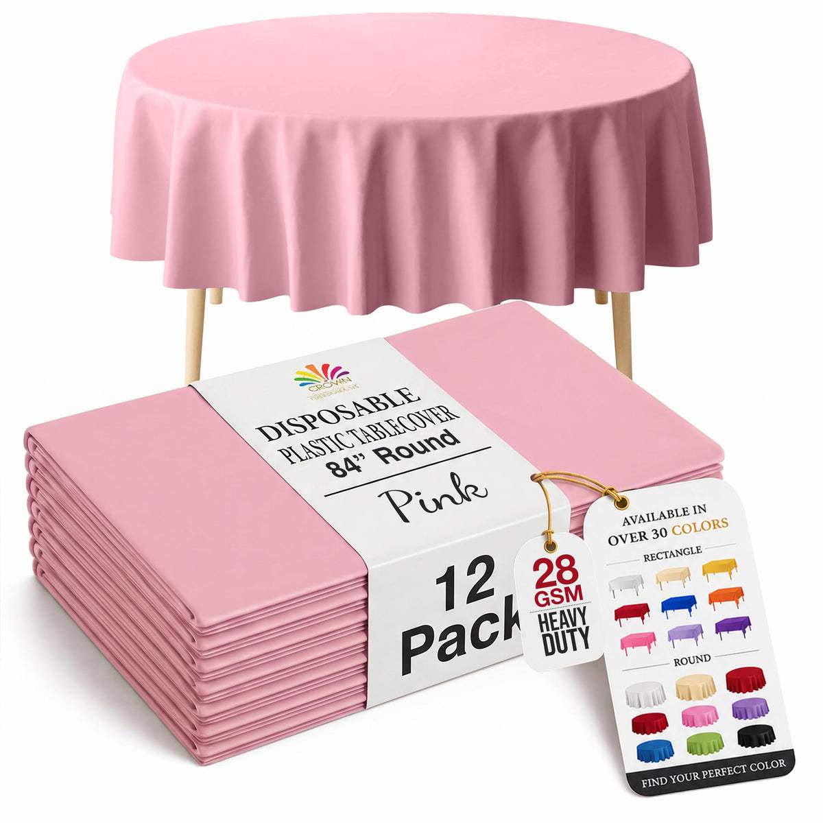 Exquisite Ivory Plastic Table Cloth Disposable 12 Pack, 54 x 108 Inch