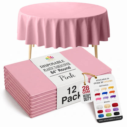 Exquisite Ivory Plastic Table Cloth Disposable 12 Pack, 54 x 108 Inch