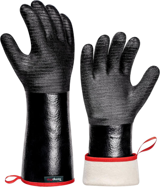 TempPro 932°F Heat Resistant BBQ Gloves, 14" Waterproof Oven & Grill Gloves