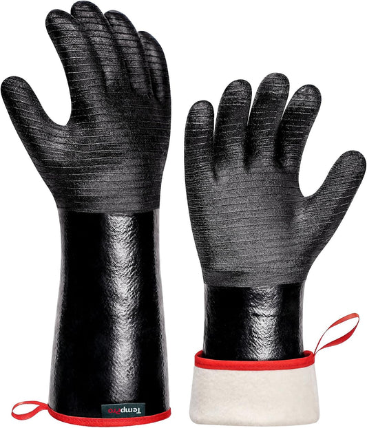 TempPro 932°F Heat Resistant BBQ Gloves, 14" Waterproof Oven & Grill Gloves