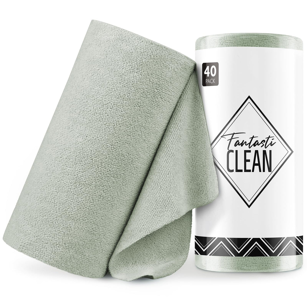 Fantasticlean Microfiber Cleaning Cloth Roll- 40 Sheets, 12" x 12" (White)