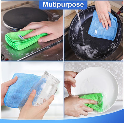Microfiber Cleaning Cloth, 12Pcs, 12" x 12", High Density, 4 Colors