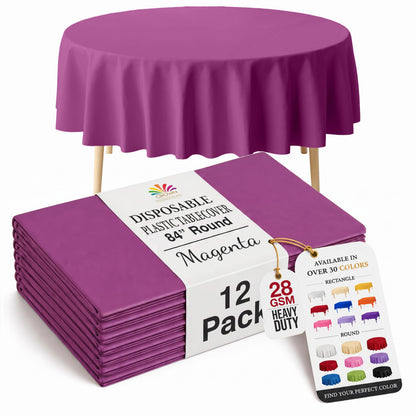 Exquisite Ivory Plastic Table Cloth Disposable 12 Pack, 54 x 108 Inch