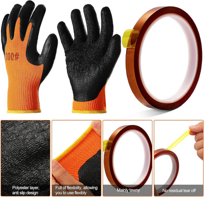 Honeydak 2 Pairs Heat Resistant Gloves Heat Transfer Gloves for Sublimation with 2 Rolls High Temperature Thermal Tape