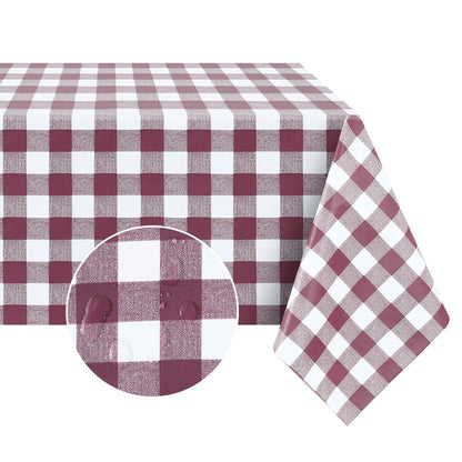 Romanstile Gingham Vinyl Tablecloth, Rectangle 54 x 78, Light Blue