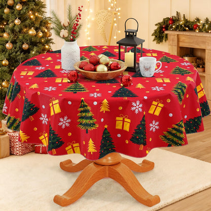 Smiry Fall Tablecloth, Flannel Backed Vinyl Table Cloth, 60"x84"
