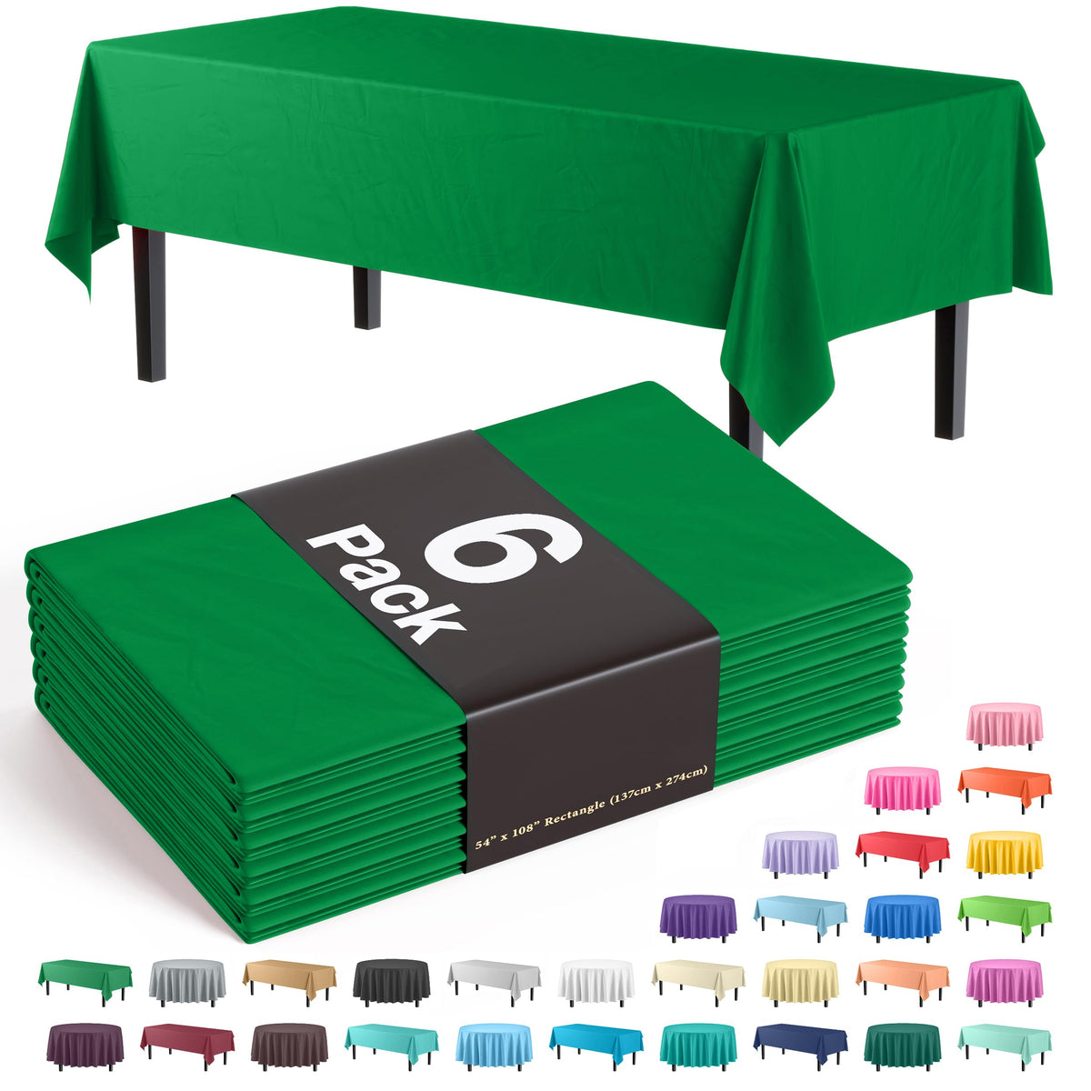 Exquisite Navy Plastic Table Cloth Disposable 6 Pack - 54 x 108 Inch Rectangle Tablecloth for 6 Foot Tables - Waterproof Table Cover for Party Wedding Birthday Graduation BBQ Catering