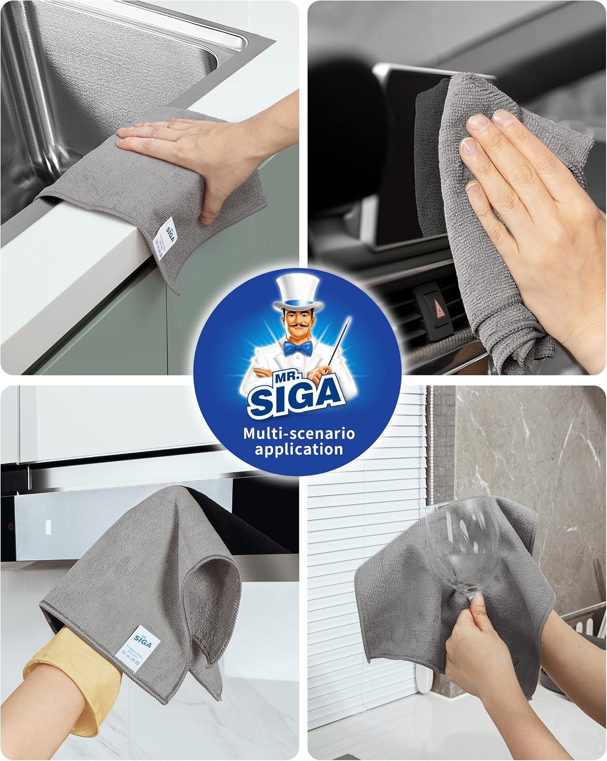 MR.SIGA Microfiber Cleaning Cloths, All Purpose Microfiber Towels, 15 Pack