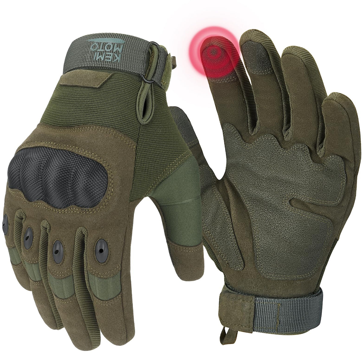 KEMIMOTO Tactical Gloves for Men, Touchscreen Motorcycle Gloves with Hard Shell & Palm Padding for Sports Motorcycle Cycling Tactical Airsoft Paintball Hunting Hiking