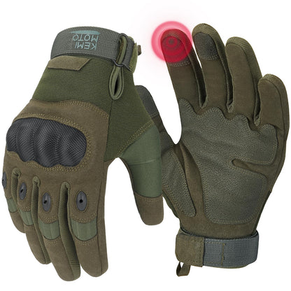 KEMIMOTO Tactical Gloves for Men, Touchscreen Motorcycle Gloves with Hard Shell & Palm Padding for Sports Motorcycle Cycling Tactical Airsoft Paintball Hunting Hiking