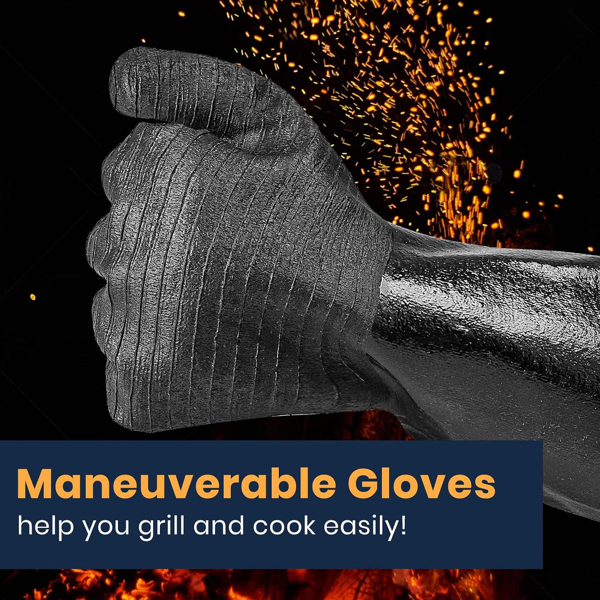 GEEKHOM 14-Inch Heat Resistant Gloves for Grilling 932°F Neoprene