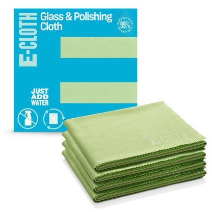 E-Cloth Glass & Polishing Cloth - Reusable & Durable Glass Cleaner - 4 Pack
