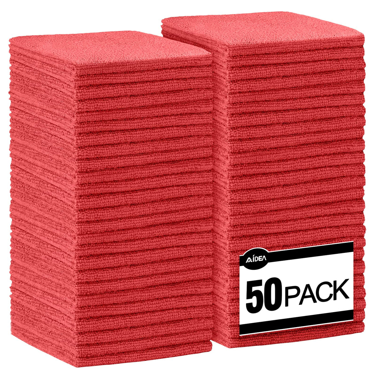 AIDEA Microfiber Cleaning Cloth-50PK, Microfiber Towels for Cars, 12"×12"