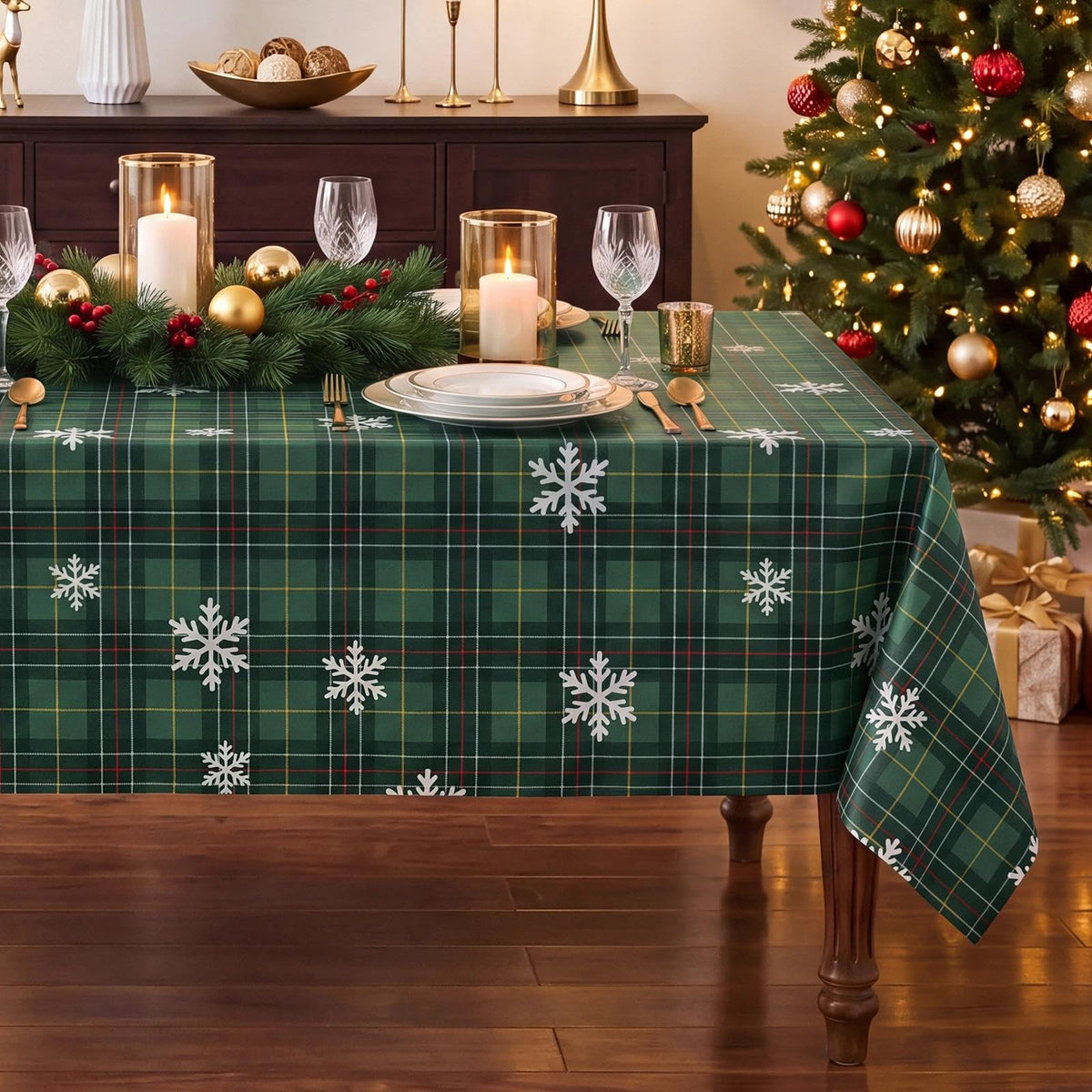 Romanstile Gingham Vinyl Tablecloth, Rectangle 54 x 78, Light Blue