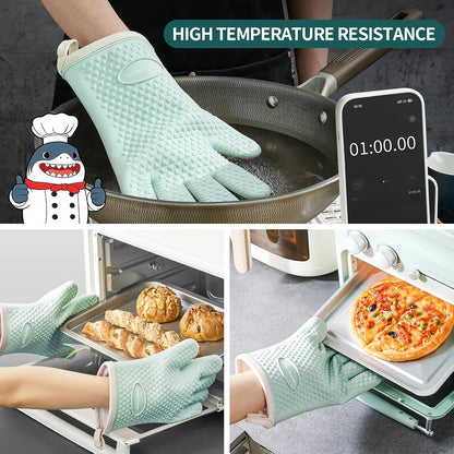 MAD SHARK Silicone Oven Mitts with Fingers Heat Resistant 450°F in Kitchen