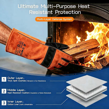 Heavy Duty Welding Gloves XL, 16" Premium Welding Gloves for Men