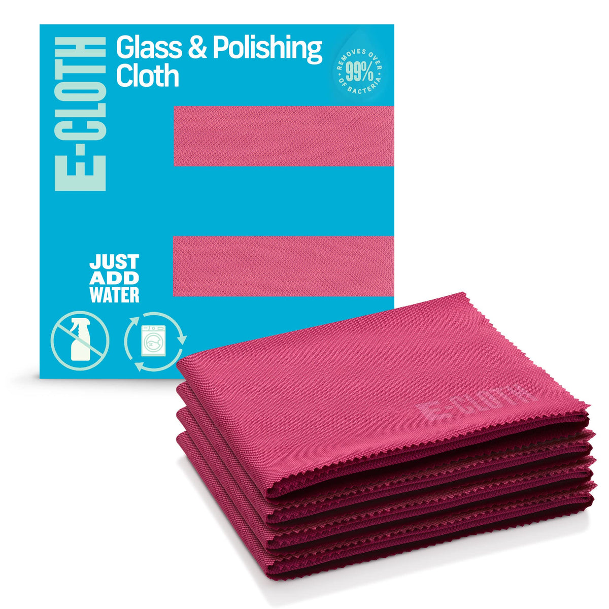 E-Cloth Glass & Polishing Cloth - Reusable & Durable Glass Cleaner - 4 Pack