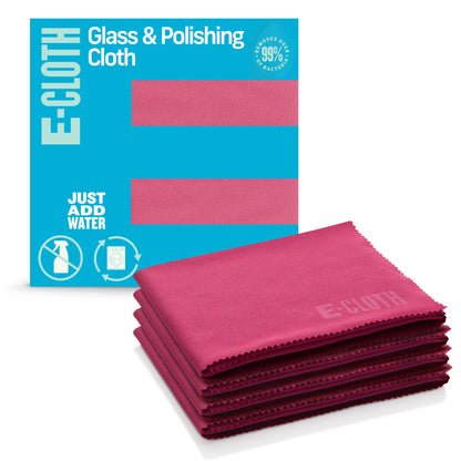 E-Cloth Glass & Polishing Cloth - Reusable & Durable Glass Cleaner - 4 Pack