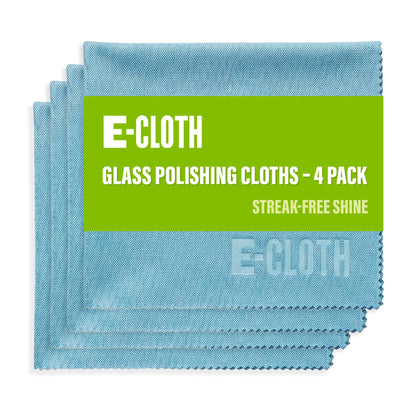 E-Cloth Glass & Polishing Cloth - Reusable & Durable Glass Cleaner - 4 Pack