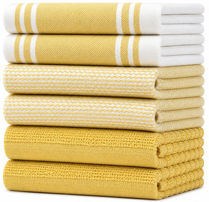 Premium Kitchen Towels 6 Pack 100% Cotton, 20"x28" Dish Towels - Grey