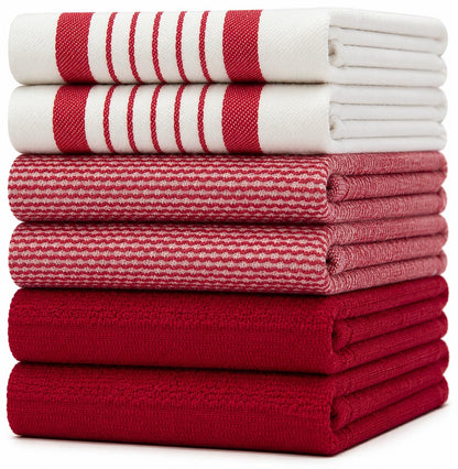 Premium Kitchen Towels 6 Pack 100% Cotton, 20"x28" Dish Towels - Grey