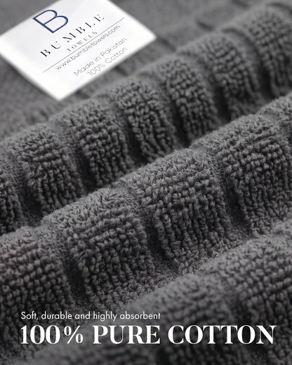 Bumble Dish Cloths (8-Pack), 100% Cotton Kitchen Towels, 12"x12" - Gray