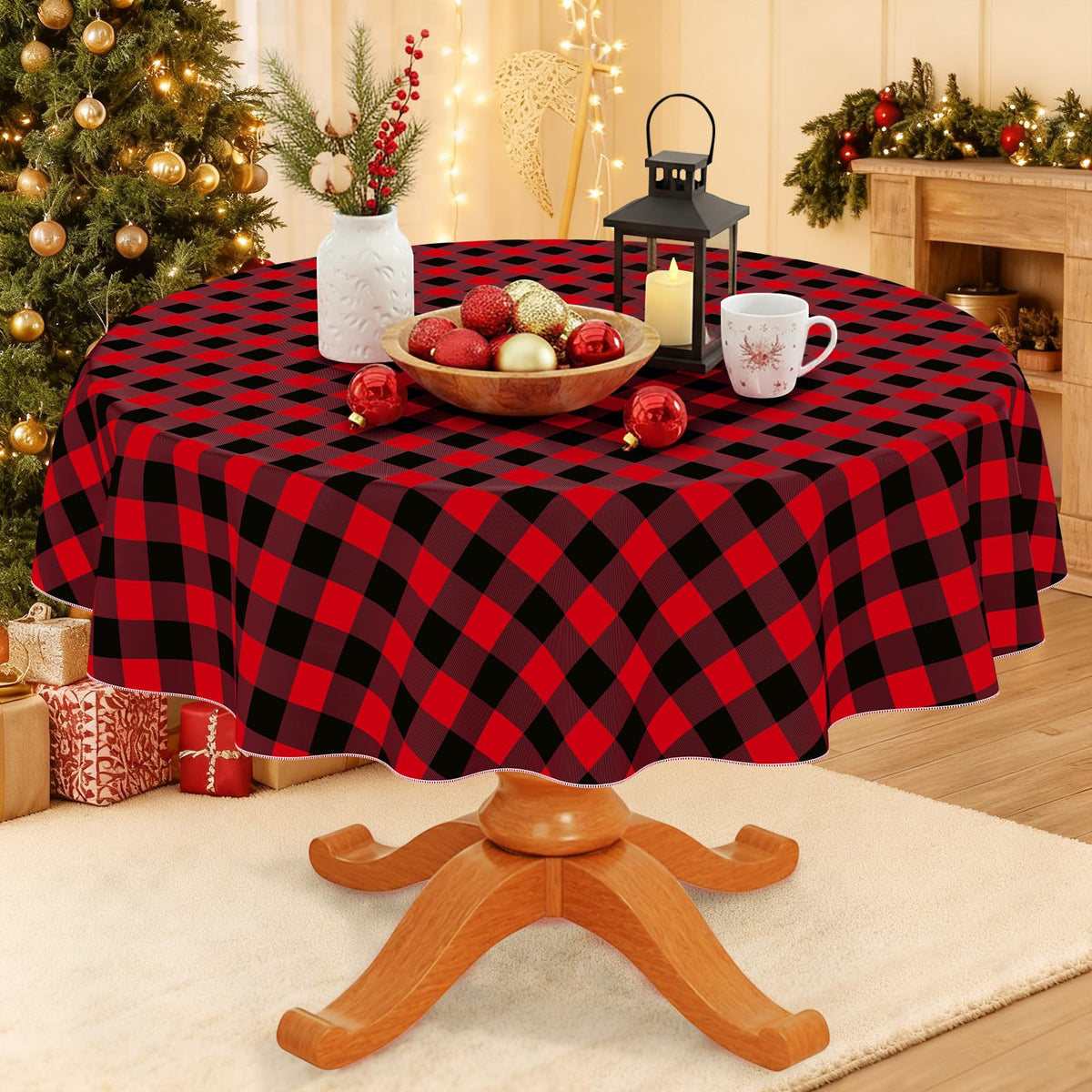 Smiry Fall Tablecloth, Flannel Backed Vinyl Table Cloth, 60"x84"