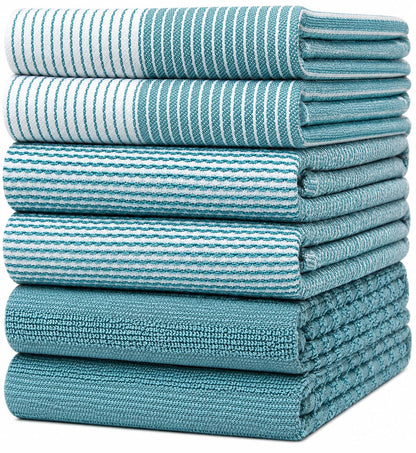 Premium Kitchen Towels 6 Pack 100% Cotton, 20"x28" Dish Towels - Grey