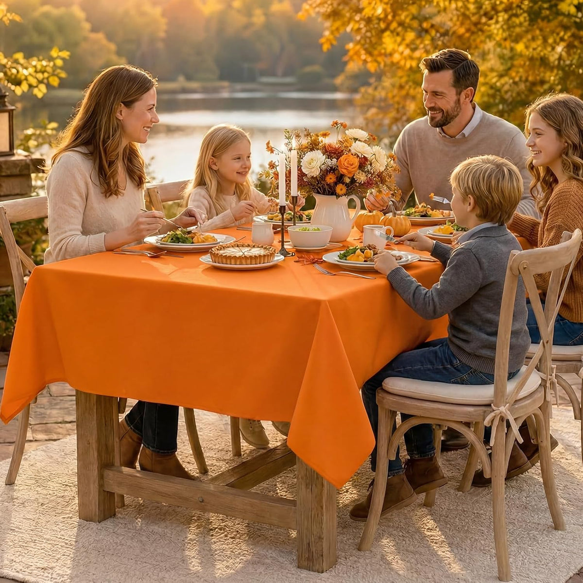 Softalker Orange Tablecloth Rectangle, 60 x 84 Inch