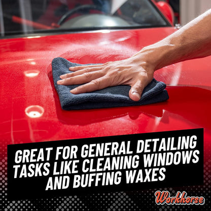 Chemical Guys, Workhorse Plush Microfiber Towels, 16 x 16 in, Black, 3 Pack