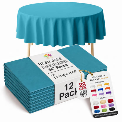 Exquisite Ivory Plastic Table Cloth Disposable 12 Pack, 54 x 108 Inch